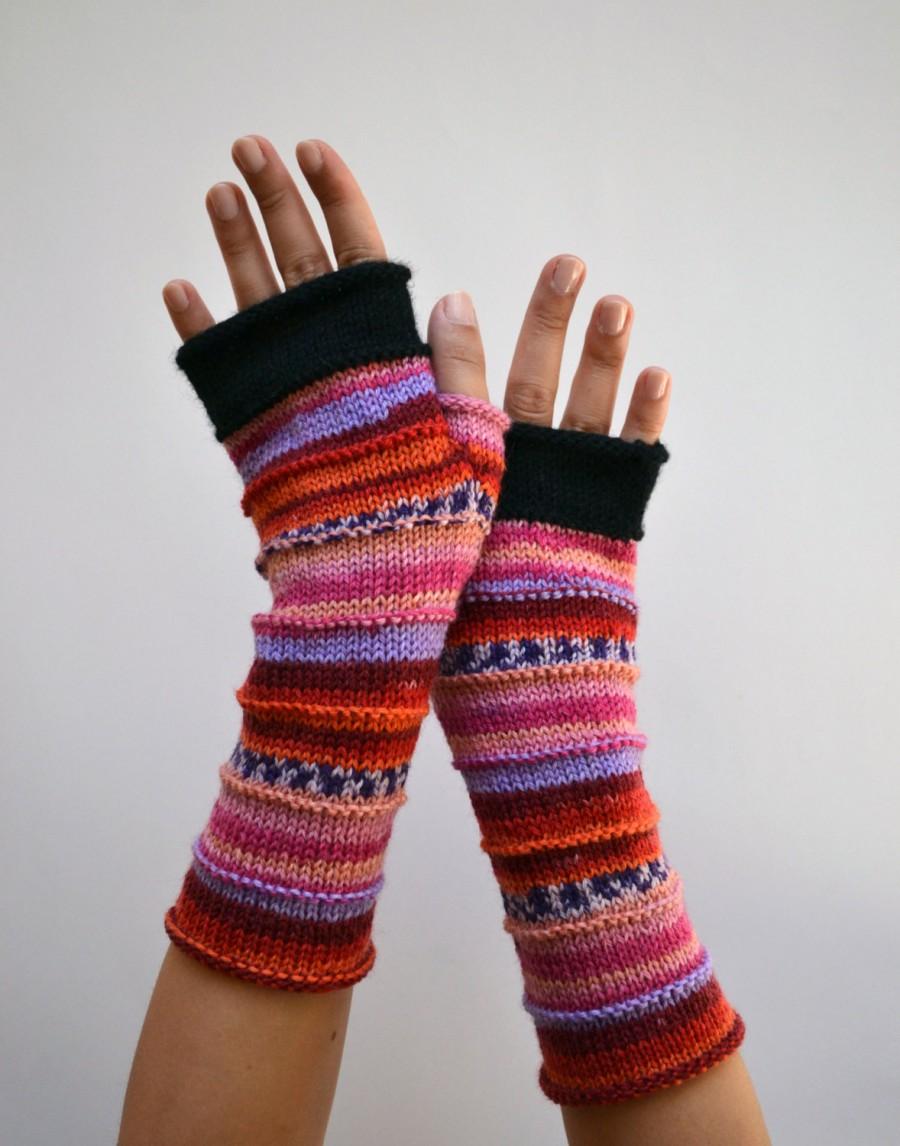 Mariage - Fingerless Gloves - Merino Fingerless Gloves - Fingerless Wool Gloves - Pink, Purple Gloves - Winter Fashion  - Fashion Gloves  nO 65.