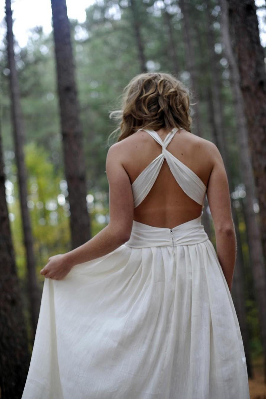 Hochzeit - Bohemian Wedding Dress Athena, Hemp Wedding Dress