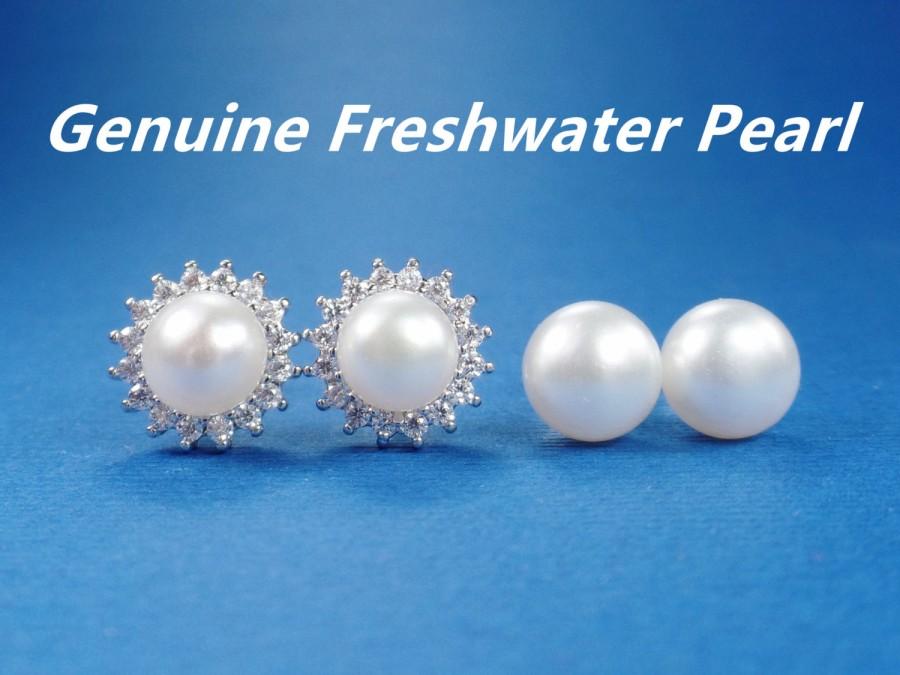 Hochzeit - bridesmaid gift,freshwater pearl earrings,bridesmaid earrings,bridesmaid pearl earrings,pearl stud earrings,bridesmaid gifts