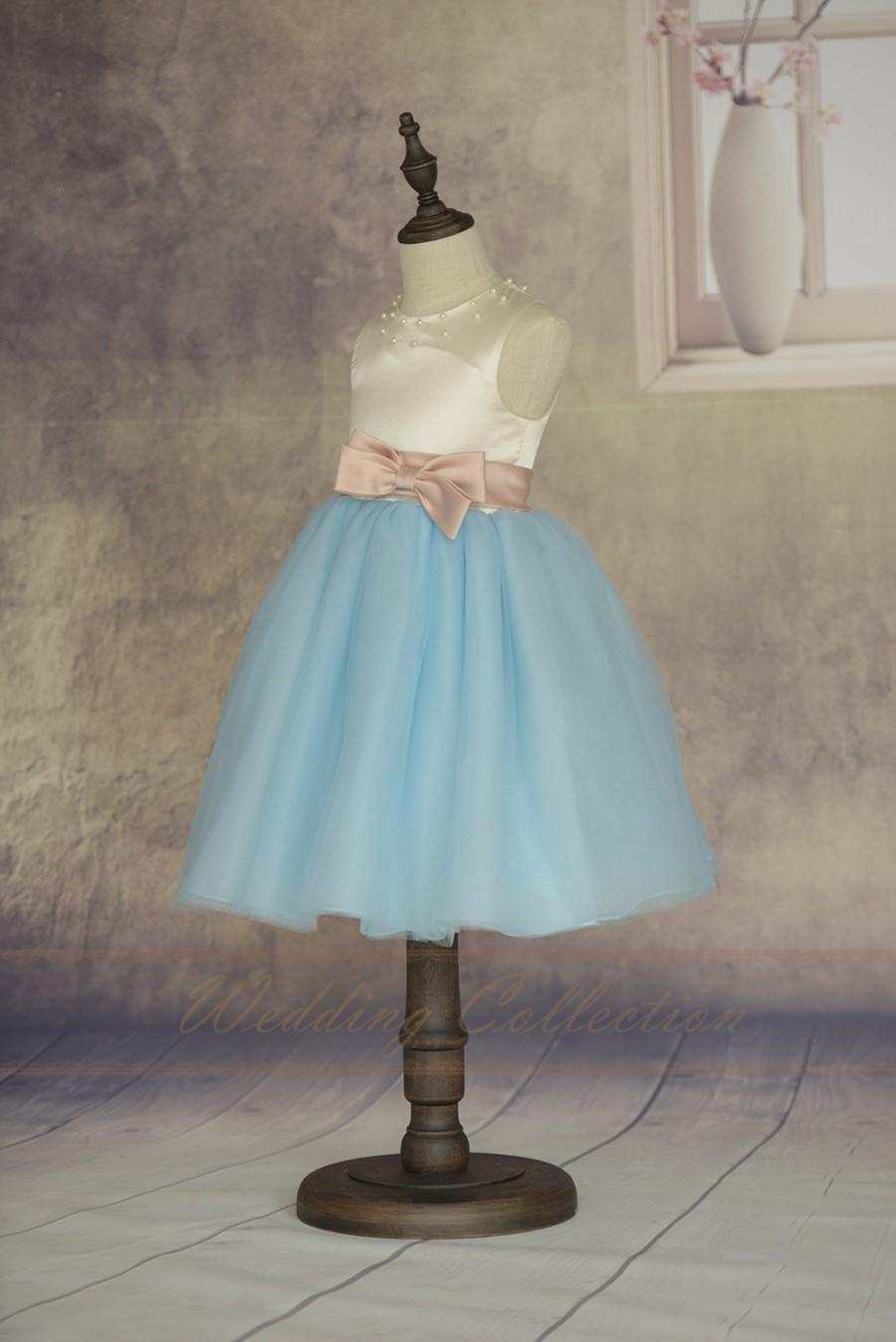 Свадьба - Three Tones Flower Girl Dress Ball Gown with Pearl