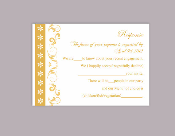 Hochzeit - DIY Wedding RSVP Template Editable Text Word File Download Rsvp Template Printable RSVP Cards Gold Rsvp Card Elegant Rsvp Card
