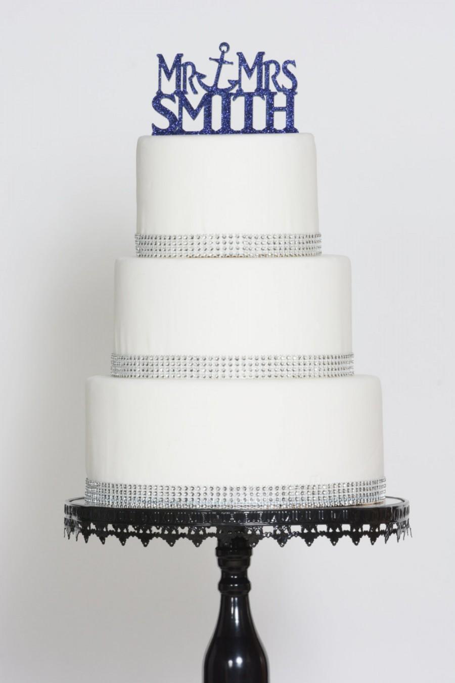 Свадьба - Anchor Wedding Cake Topper Anchor Cake Topper Customized Surname Last Name Destination Wedding Beach Wedding Personalized wedding topper