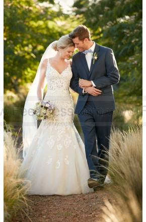 زفاف - Essense of Australia Lace And Tulle V-Neck Fit And Flare Wedding Dress Style D2281