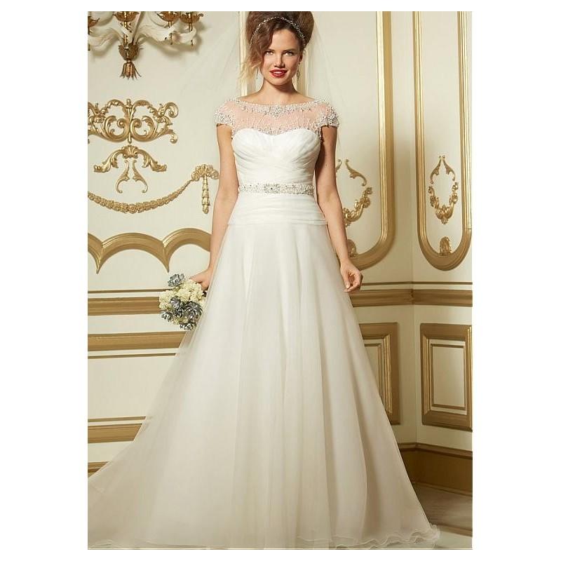 زفاف - Charming Organza Satin A-line Bateau Neckline Natural Waistline Wedding Dress - overpinks.com