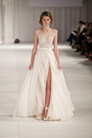 Hochzeit - Paolo Sebastian Swan Lake Wedding Dress With Nude Bustier