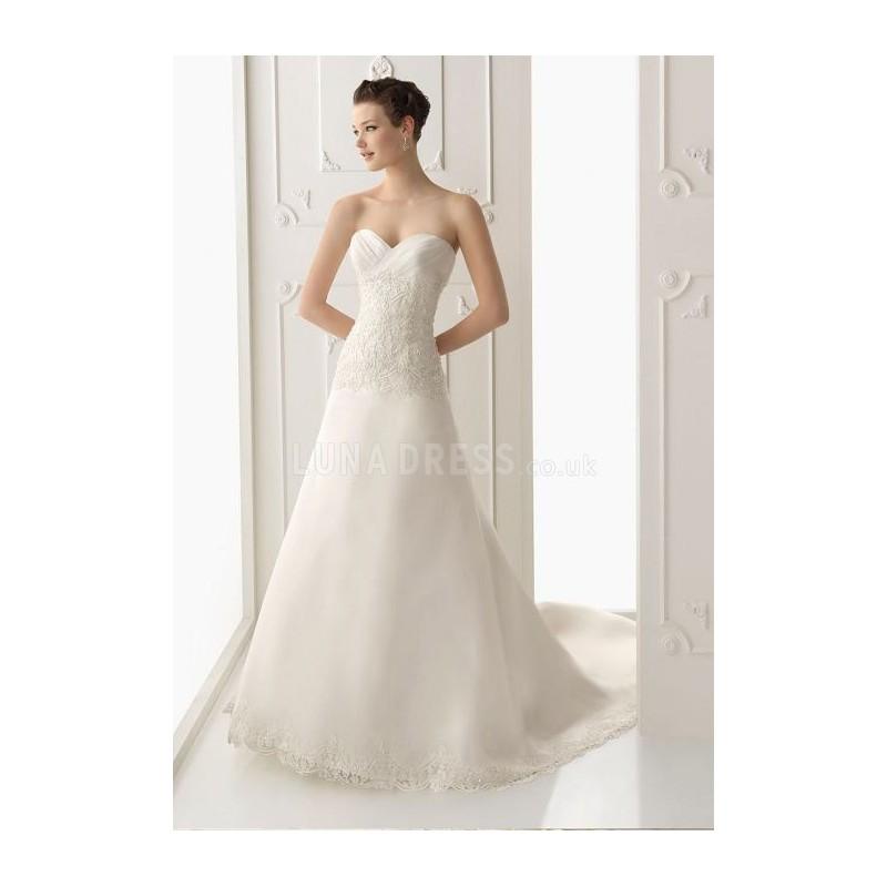 Hochzeit - Dramatic Sweetheart A line Organza With Beading Chapel Train Bridal Dress - Compelling Wedding Dresses