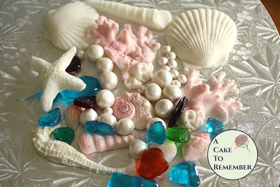 Hochzeit - Under the Sea Party cake decorations for ocean themed party, mermaid cake decorations , sea cake decorations, mermaid birthday, ocean cake