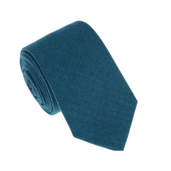 Wedding - Teal Blue Wool Tie.Teal Wedding Tie.Teal Blue Wool Skinny.Mens Necktie.