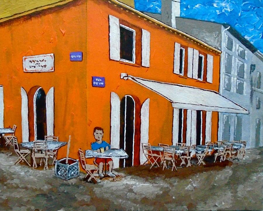 زفاف - Little Cafe In Provence (ORIGINAL ACRYLIC PAINTING) 8" x 10" by Mike Kraus