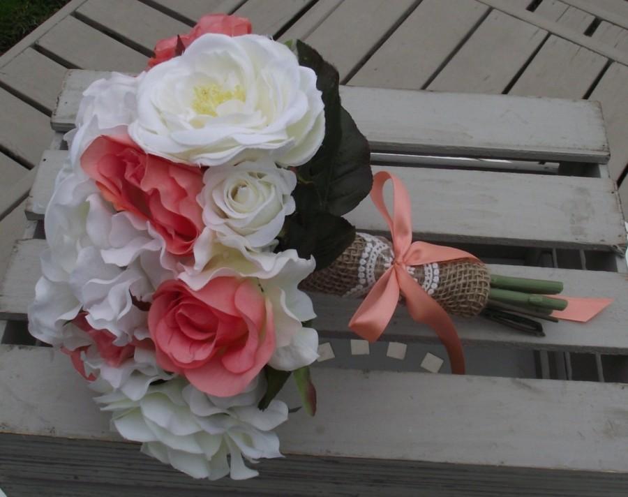 Wedding - 40% off! NEW YEARS SALE! 12 pc. Custom Wedding Flower Package You Pick Colors! Rustic Wedding Flowers, Bridal Bouquet, Garden Rose Hydrangea