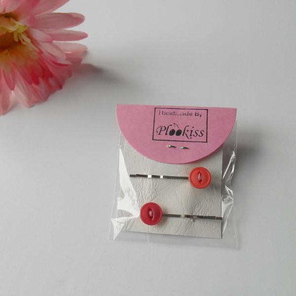 Hochzeit - Pink Bobby Clips, Cat Eye Buttons, Gifts for Girls, Bridemaids Hair Accessory, Grandmother Button Tin, Coral Hair Pins, Fun Accessory,