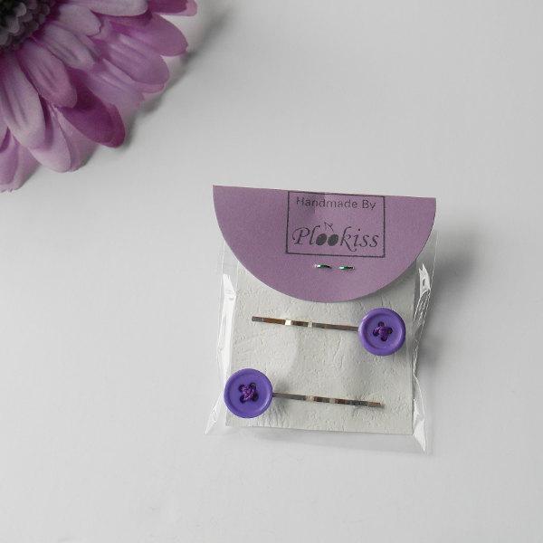 Hochzeit - Purple Hair Sticks,  Button Hair Pins, Girlfriend Birthday Gift, Crafty Best Friend Token, Playful Accessories for Girls, Bridal Wear Women