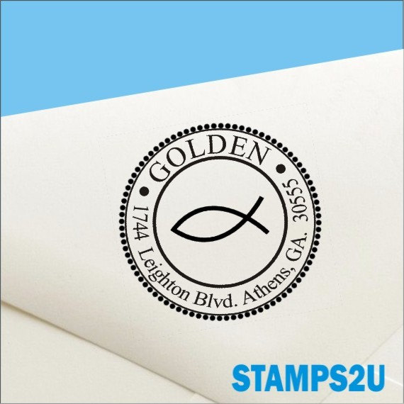 Wedding - Christian Address Stamp - Round Address Stamp - Custom Round Stamp - Return Address Stamp - Initial Stamp
