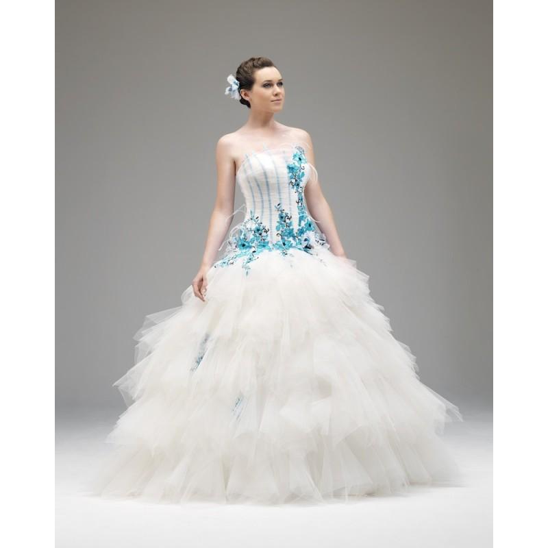زفاف - Charming Ball Gown Strapless Embroidery Feathers/Fur  Floor-length Satin Tulle Wedding Dresses - Dressesular.com