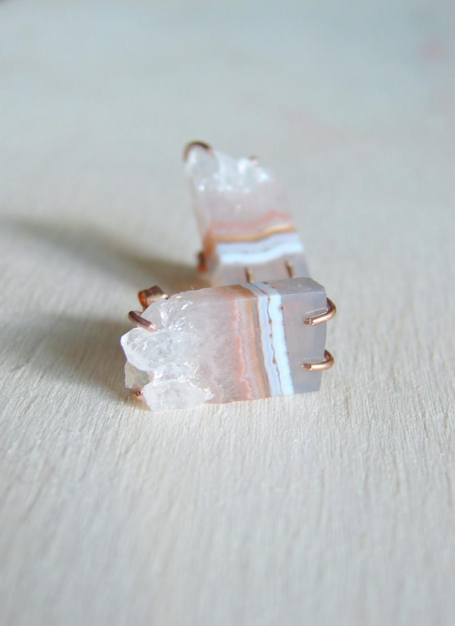 Hochzeit - Raw Quartz Crystal Earrings, Rough Crystal Jewelry for Women, Birthday Gift for Her, Valentine's Day Gift for Woman, Wifes Anniversary
