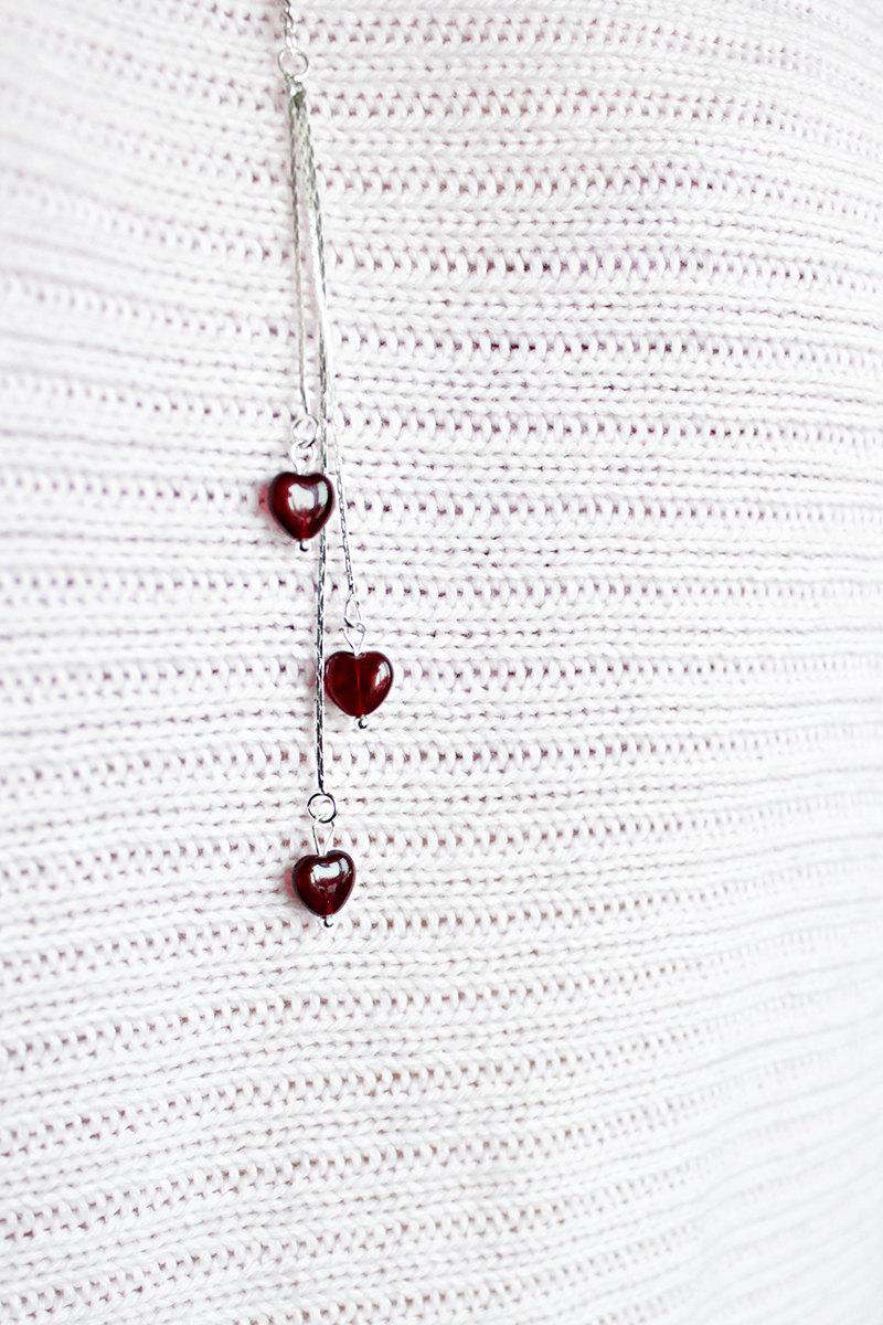 Mariage - heart necklace romantic gift for her necklace dark red jewelry gift for girlfriend valentines gifts for wife silver red necklace long b13
