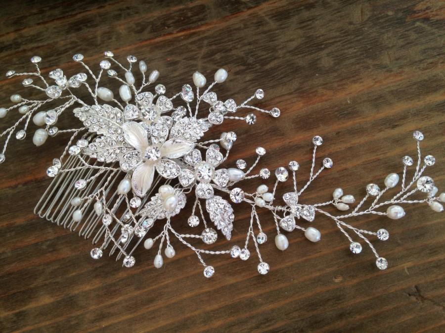 Mariage - Bridal Hair comb with Fresh water pearls wedding hair comb,wedding Hair accesories,pearl Bridal Comb,Crystal wedding comb,bridal Head pieces