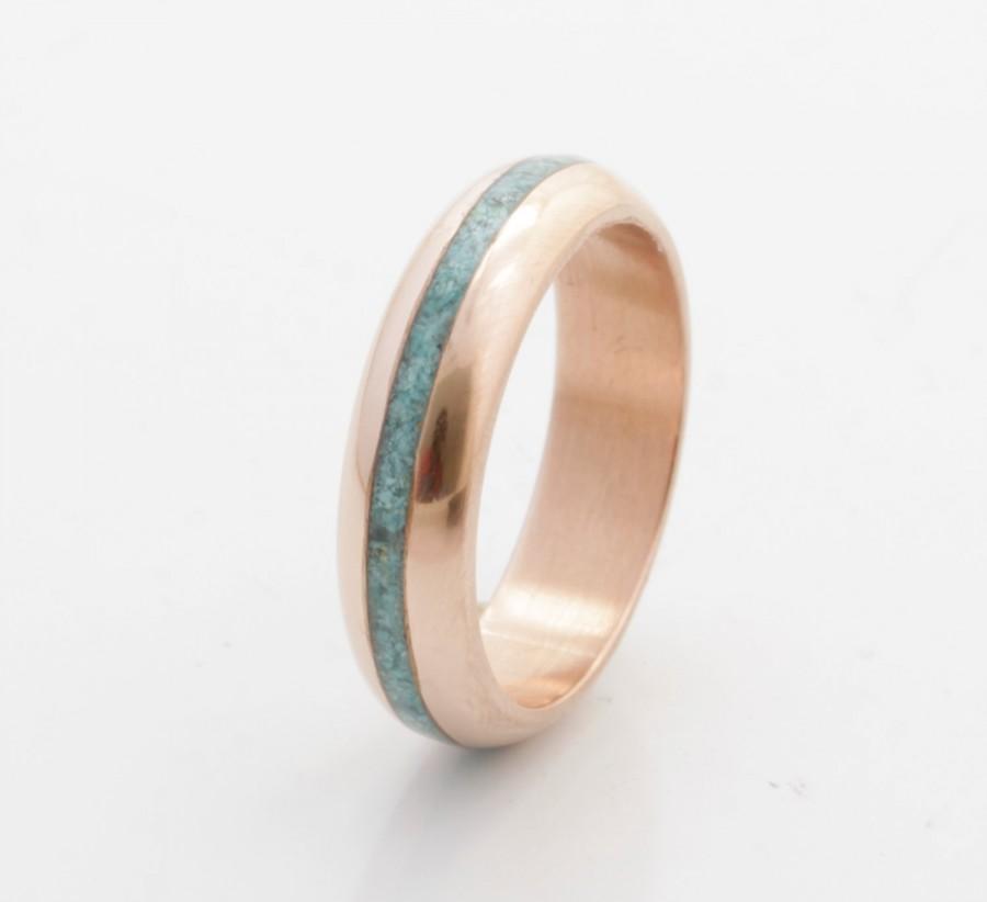 زفاف - Turquoise Wedding Band copper wedding ring turquoise ring turquoise ring mens wedding band woman ring