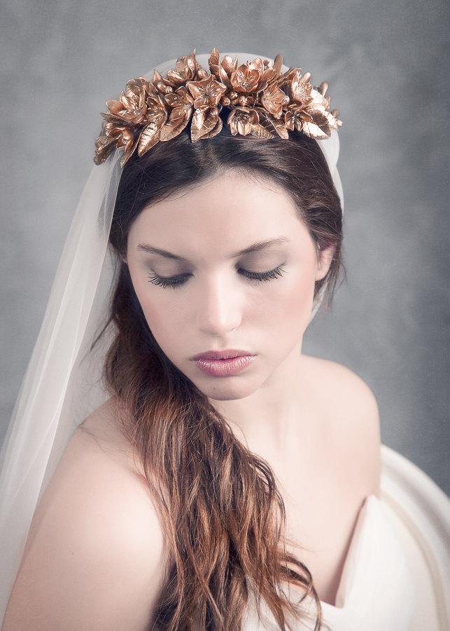 Mariage - Jasmine floral crown. Wedding floral crown. Golden headpiece. Bridal flower headpiece. Bridal crown. MOD552 bridal Crown