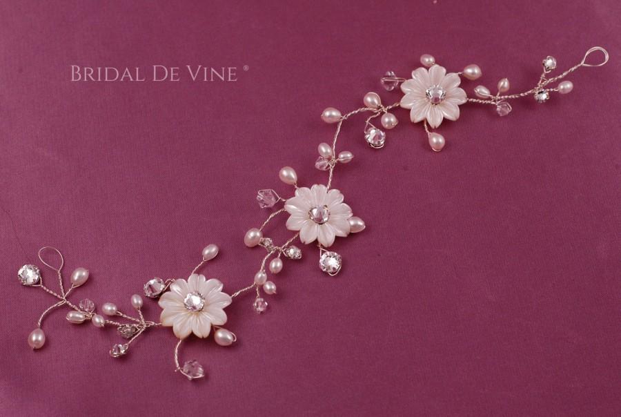 Hochzeit - Siena Bridal Hair Vine Freshwater Pearls & Crystals CRYSTALLIZED™