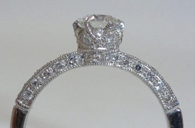 زفاف - Edwardian Intricate & Graceful 0.85ct Diamond Ring in Platinum