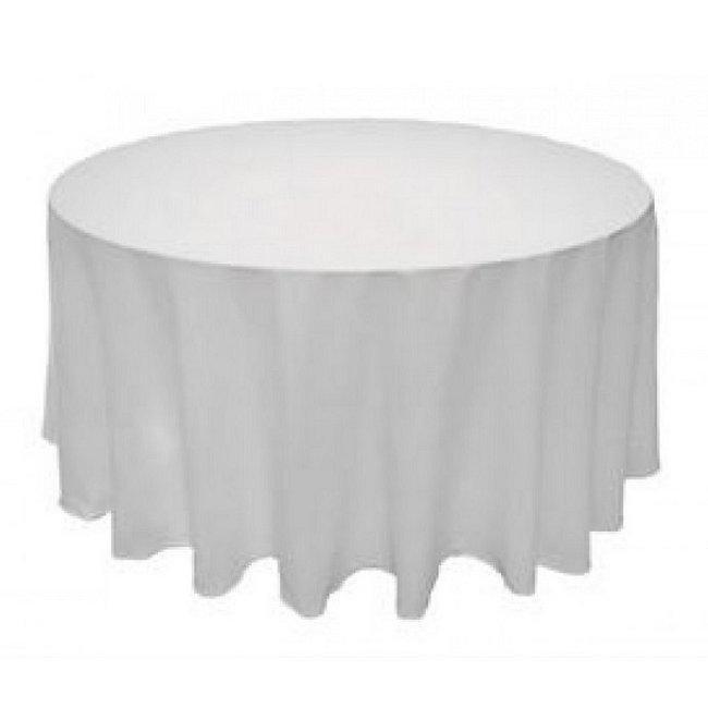 زفاف - White 90" Round Seamless Polyester Tablecloth For Wedding Restaurant Banquet Party Decorations