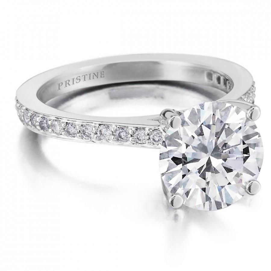 Mariage - Forever Brilliant Moissanite Engagement Ring 1.50ct Center &.23ct Natural Diamonds Platinum Engagement Wedding Pristine Custom Rings 