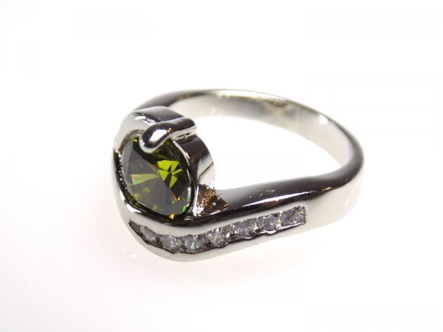 Mariage - peridot ring, cz ring, olive green ring, twist ring, wedding ring, engagement ring, anniversary ring, size 6 7 9 - MC1083651AZ42