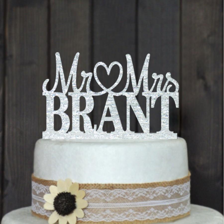 Hochzeit - Personalized Wedding Cake Topper- Silver & Gold! Custom Made