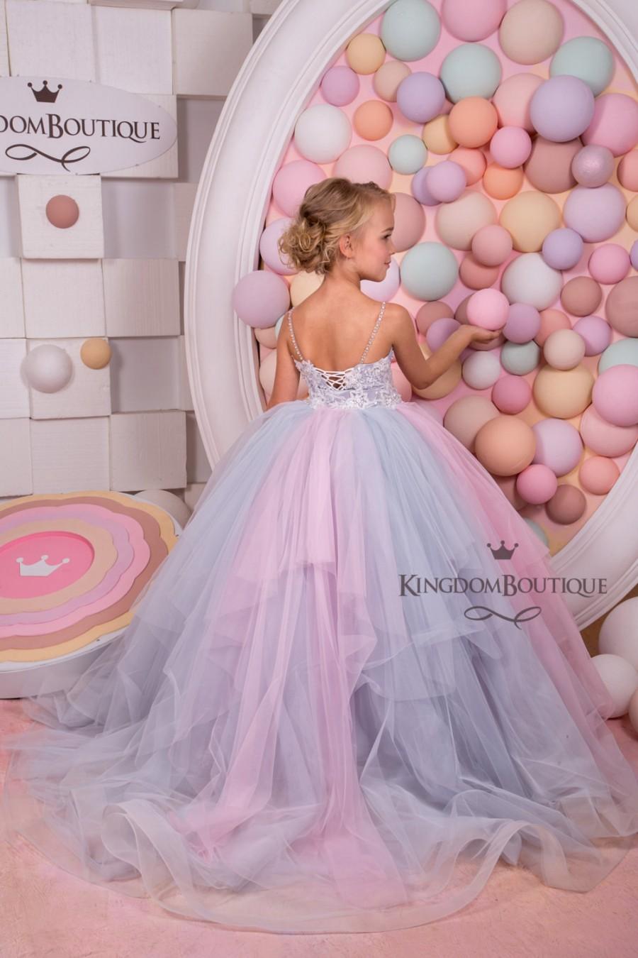 Свадьба - Pink and Grey Tulle Flower Girl Dress - Birthday Wedding Party Holiday Bridesmaid Flower Girl Tulle Lace Dress 15-046