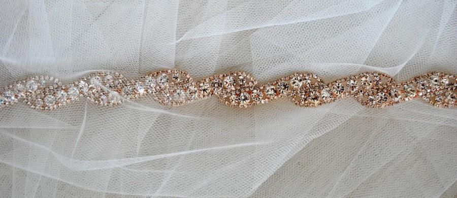 Hochzeit - Rose gold Bridal Belt Sash Rhinestone Belt Sash Flower Girl Rose Gold Bridesmaid Gift Sash belt Crystal Rose Gold Dress Sash Belt