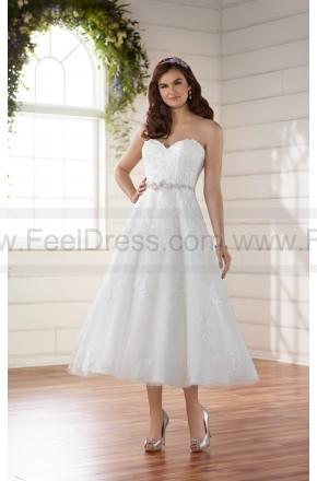 Hochzeit - Essense of Australia Tealength Wedding Dress With Subtle Shimmer Style D2231
