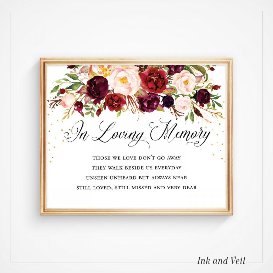 زفاف - In Loving Memory Wedding Sign, Memorial Sign, Wedding Printable Signage, Those we love, Floral Boho Instant Download 8x10 5x7- Vera Kylie