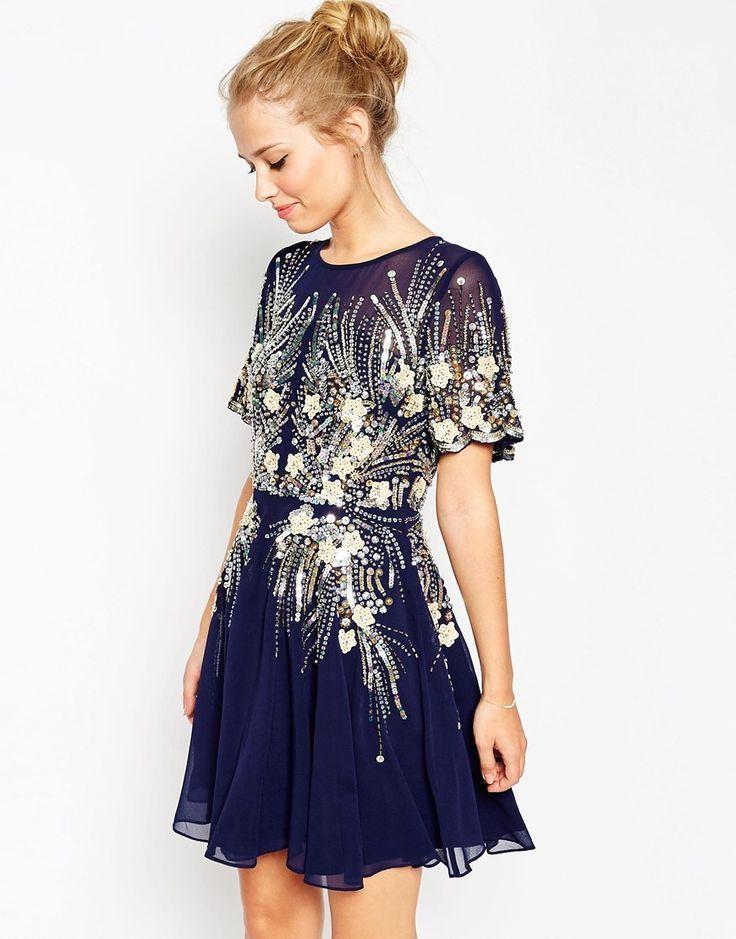 Mariage - Gold And Navy Sparkle Dress