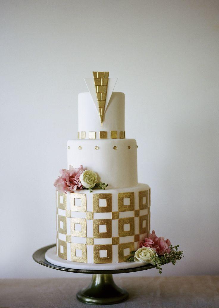 Hochzeit - Aqua & Gold Cake