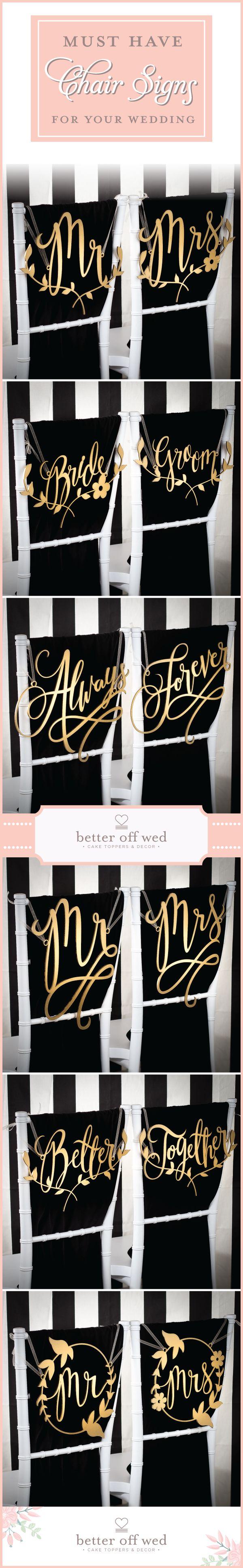 Hochzeit - Mr & Mrs Floral Wreath Chair Signs