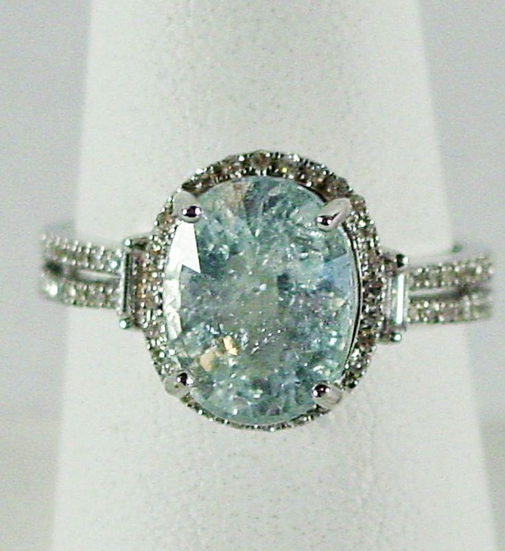 زفاف - 14K WG “Ice Blue” Cuprian Tourmaline & Diamond, Size 7 1/2 From 4sot On Ruby Lane 