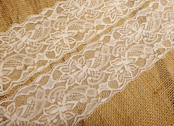 Hochzeit - Elastic stretch lace trim 10yrd 3" 8cm wide flower pattern cotton rustic wedding supplies garter lingerie flowers decorations