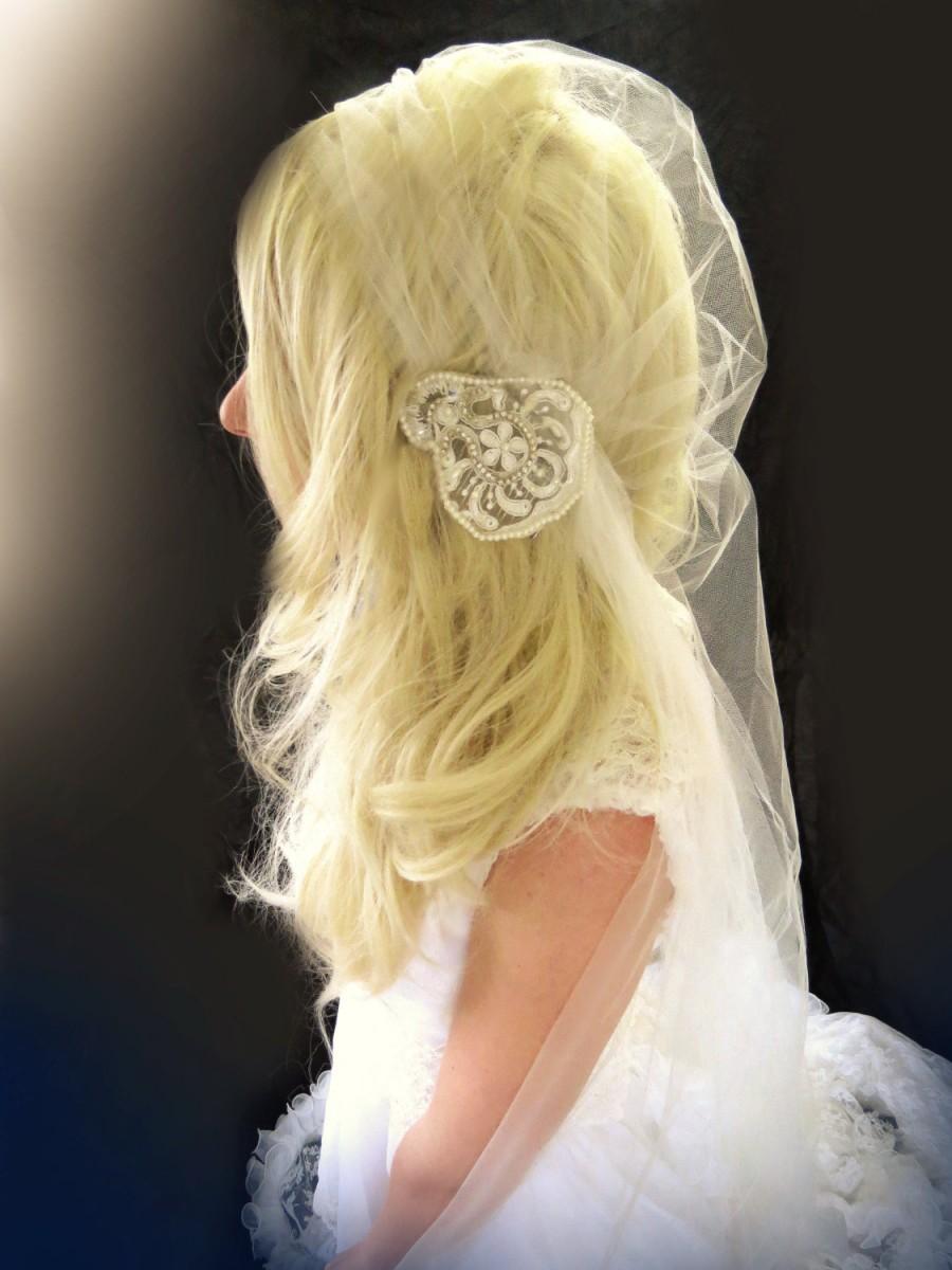 زفاف - Roaring 20's beaded lace Juliet Cap Veil -- pearl beaded embellished gatsby 1920's glamour wedding bridal veil boho velo vintage