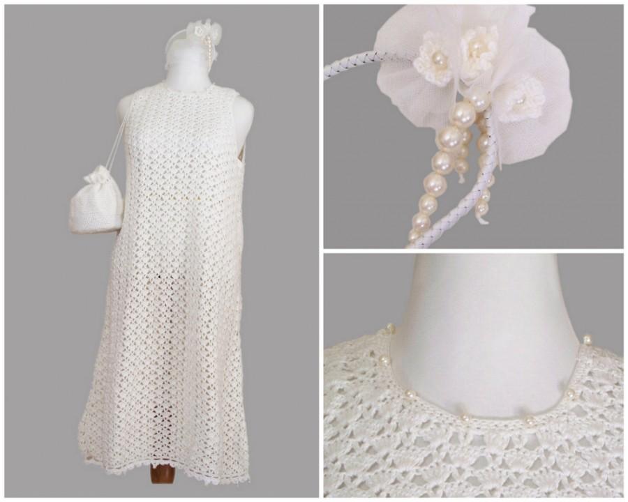Hochzeit - White Wedding Dress, Bridal Dress Set, Brides Accessories