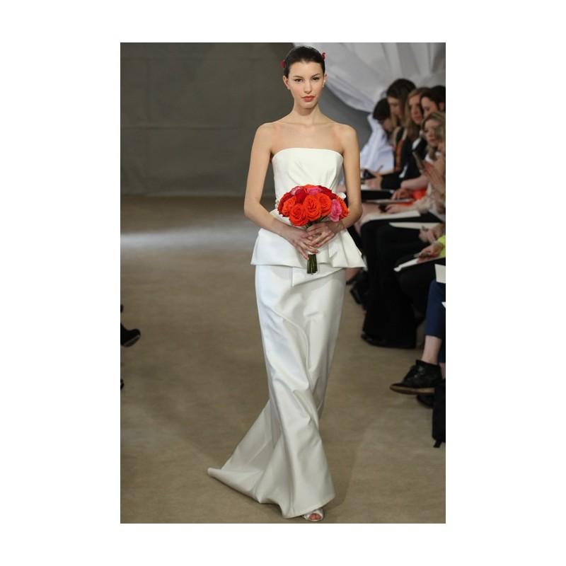 Hochzeit - Carolina Herrera - Spring 2013 - Strapless Satin Sheath Wedding Dress with Peplum - Stunning Cheap Wedding Dresses