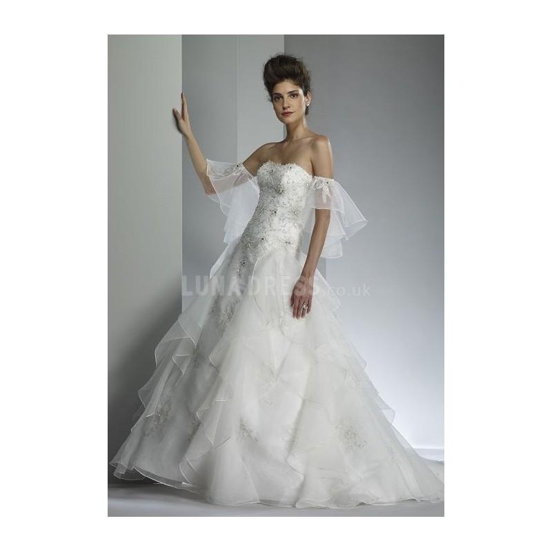 Hochzeit - Fancy Organza Sweetheart Floor Length A line Court Train Wedding Dress - Compelling Wedding Dresses