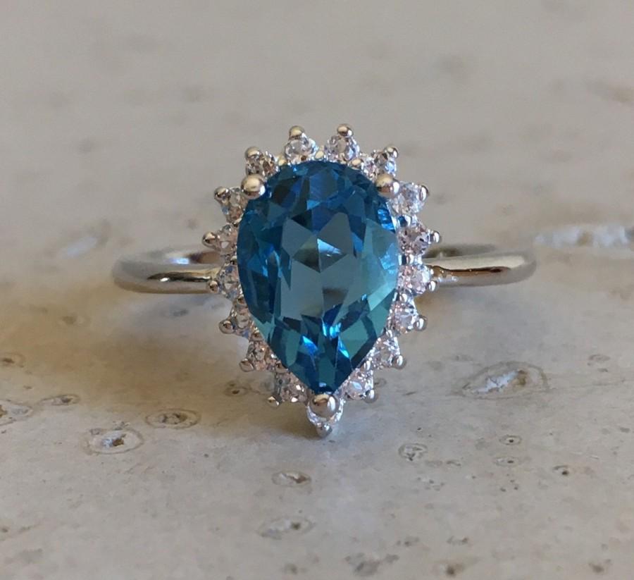 Wedding - London Blue Topaz Engagement Ring- December Birthstone Ring- Promise Ring for Her- Gemstone Ring- Proposal Ring- Sterling Silver Ring