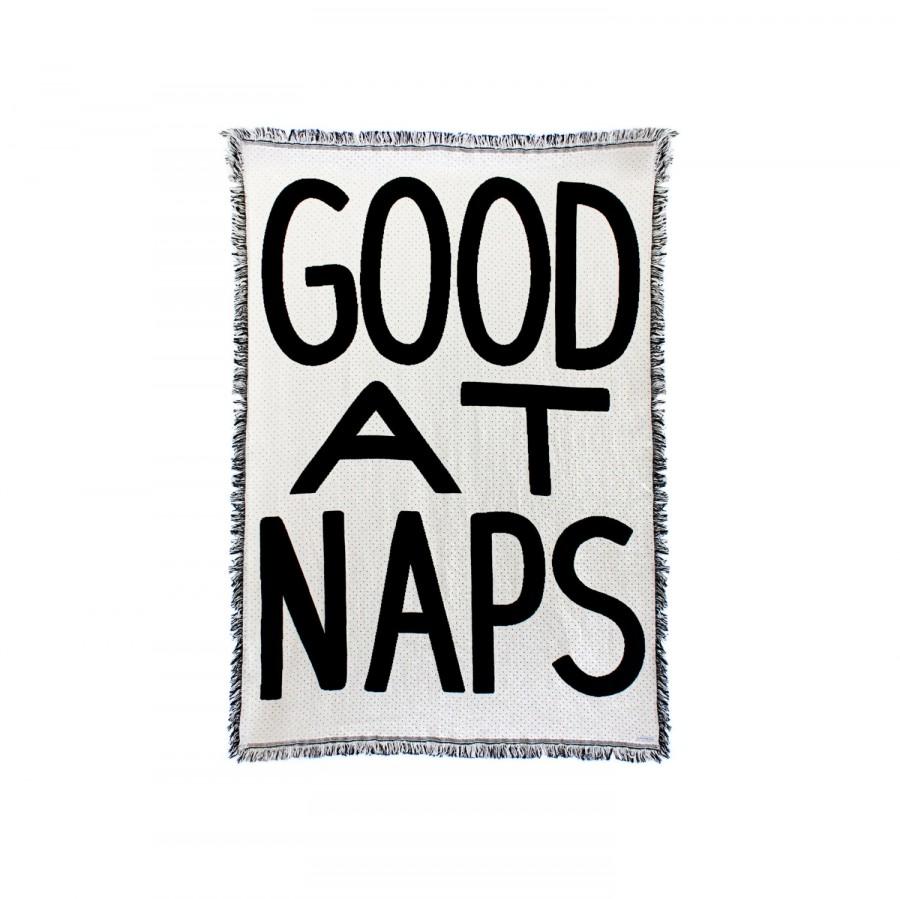 Mariage - GOOD AT NAPS Throw Blanket - Black and White Blankets - Living Room Throws - Classic Home Decor - Dorm Room - Kids Bedroom - House Gifts