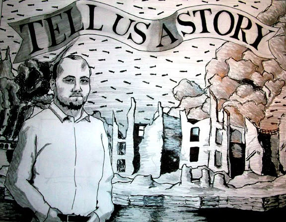Свадьба - Tell Us a Story (ORIGINAL DRAWING) 7 1/2" x 9 1/2" by Mike Kraus