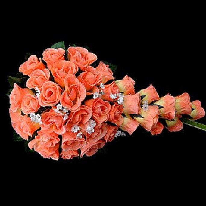 Свадьба - Handmade orange Rosebud cascading bridal or bridesmaid bouquets in three colors