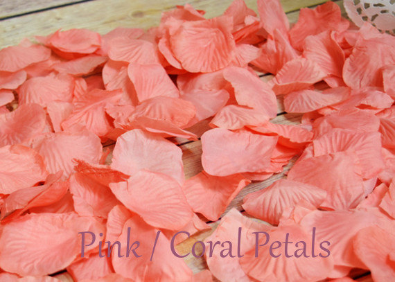 زفاف - 200 Coral   Petals, Artifical Petals  Pink,  Bridal Wedding Decoration,Flower Girl Toss Basket Petals Table Scatter