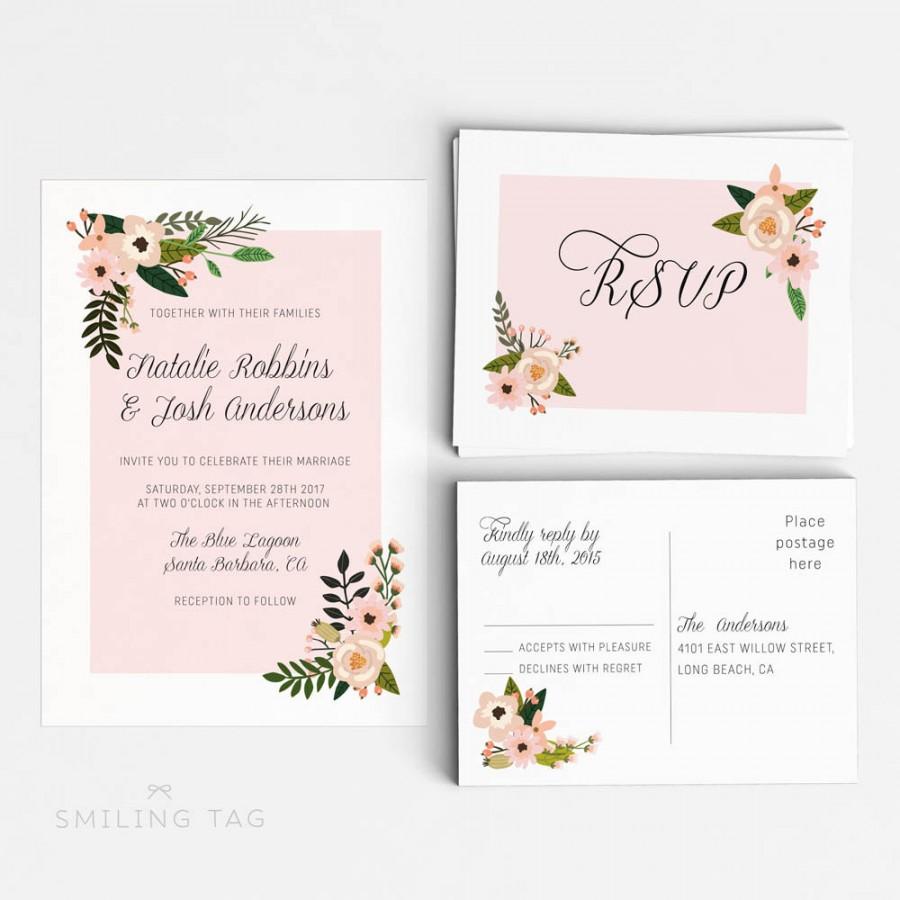 Wedding - Printable Wedding Invitation Suite Printable - Wedding Invitation RSVP Postcard - Ready to Print PDF - Letter or A4 Size (Item code: P963)