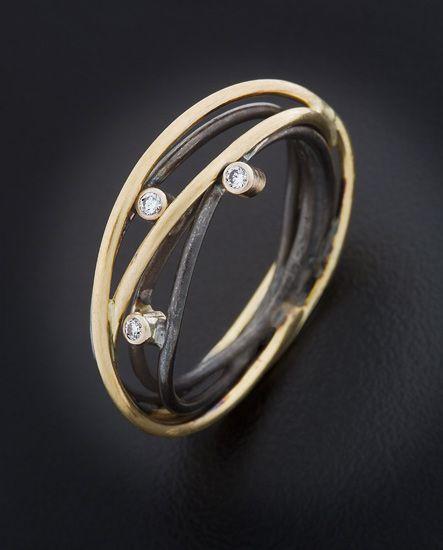 Wedding - Wrap Ring With Three Diamonds By Randi Chervitz (Gold, Silver & Stone Ring