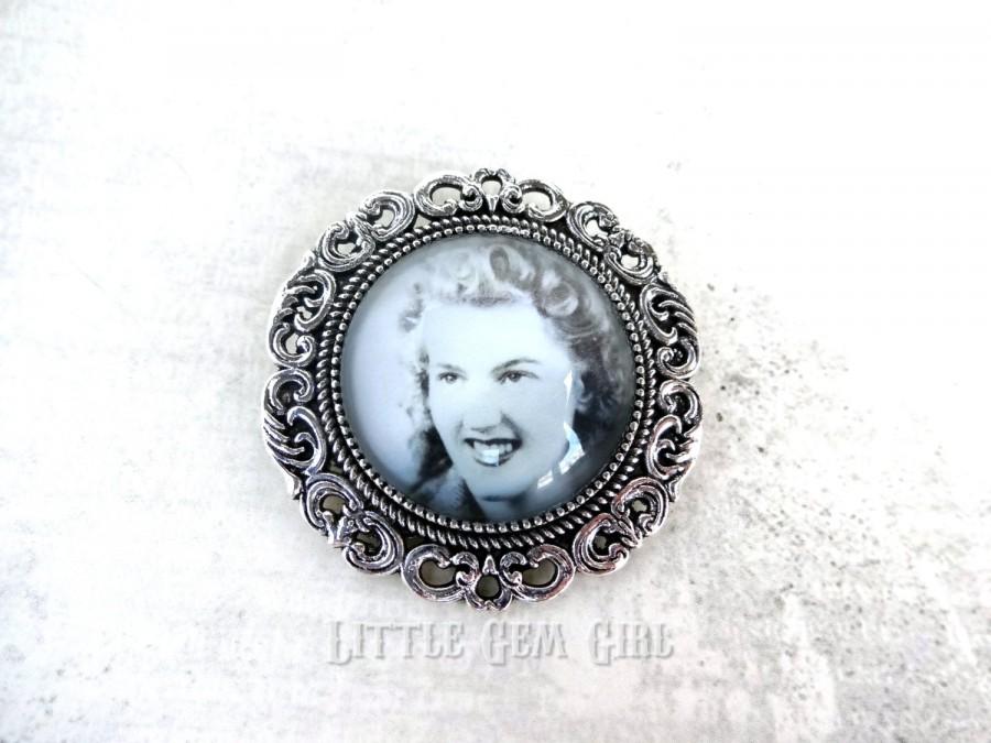 Hochzeit - Photo Brooch 2 Styles - Custom Picture Memorial Brooch - Silver Picture Boutonniere - Wedding Photo Bouquet Charm - Custom Photo Jewelry